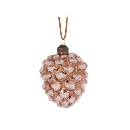 FROSTED COPPER PINECONE BAUBLE