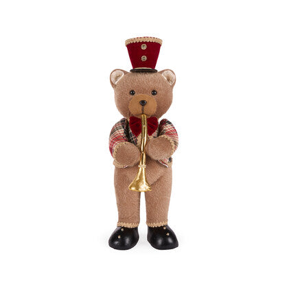 WINTER TARTAN BEAR WITH TRUMPET