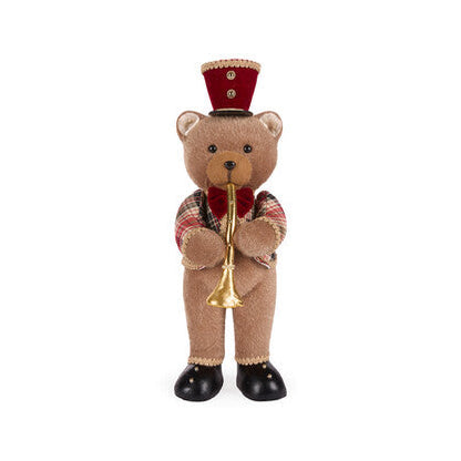 WINTER TARTAN BEAR WITH TRUMPET
