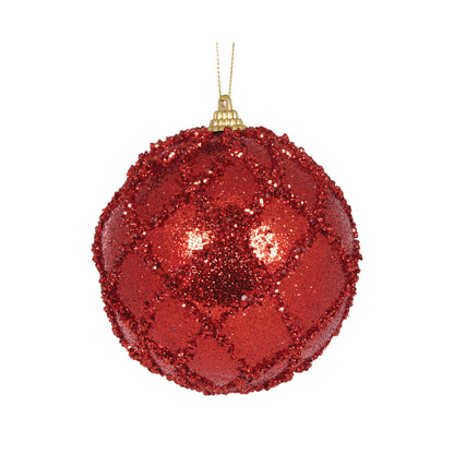 RED GLITTERED LATTICE BAUBLE