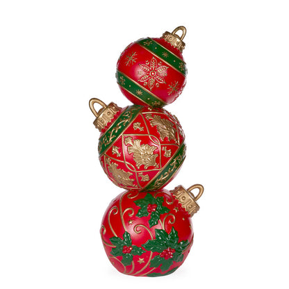 92cm Red Green Snowflake Bauble Stack