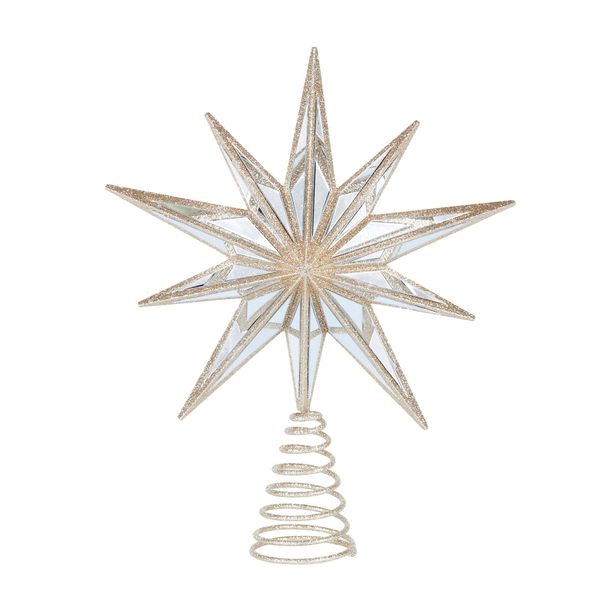 9 - point Mirrored Tree Topper Star Champagne