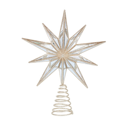 9 - point Mirrored Tree Topper Star Champagne