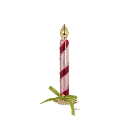 Retro Clip Candle With Green Bow