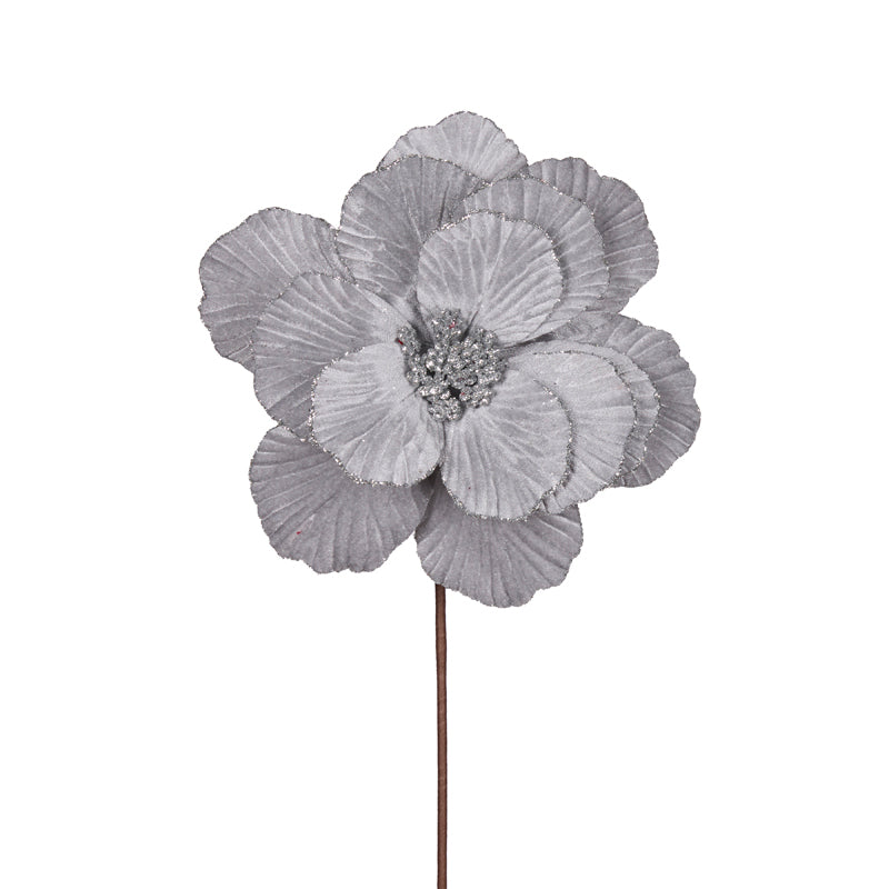 Silver Simple Layered Velvet Flower