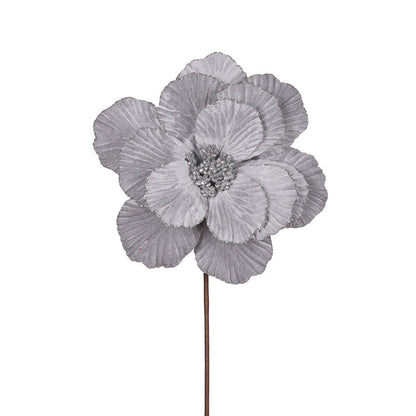 Silver Simple Layered Velvet Flower