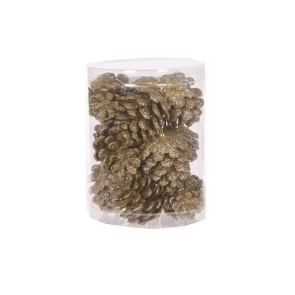 12pk Mini Champagne Glitter Pinecones