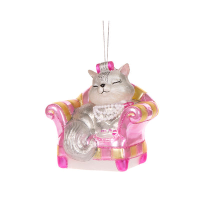 Cozy Pearl Couch Cat Ornament