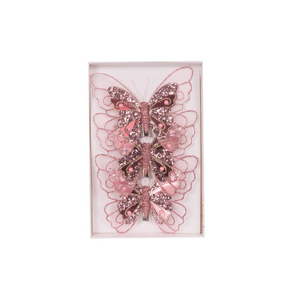 3pk Pink Embellished Butterflies