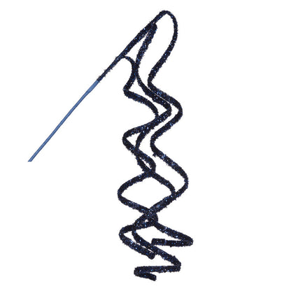 Midnight Glittered Ribbon Spray