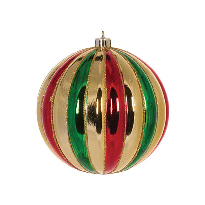 High Shine Gold Traditional Striped Bauble