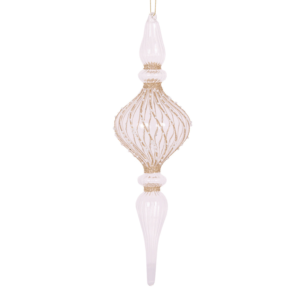 CLEAR GLITTER SWIRL FINIAL