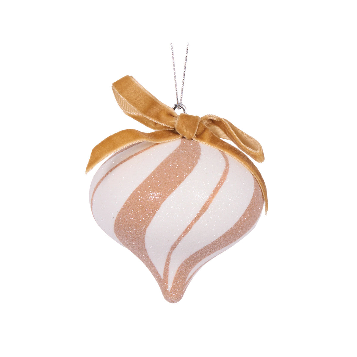MINI WHITE GINGERBREAD SWIRL ONION BAUBLE