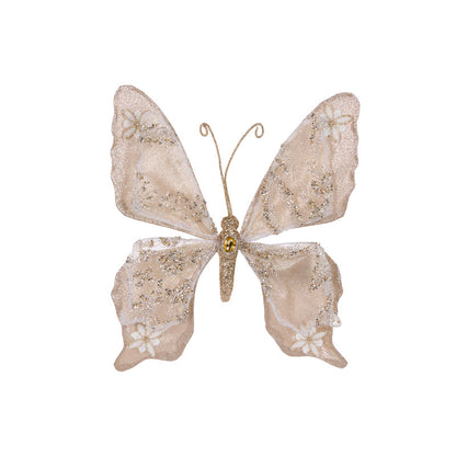 Sheer Champagne Floral Butterfly