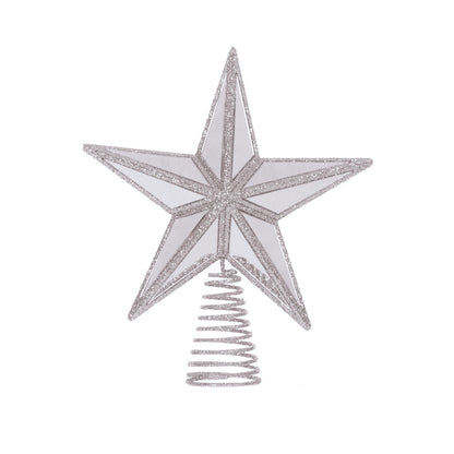 Mini 9 Point Mirrored Tree Topper Star Silver