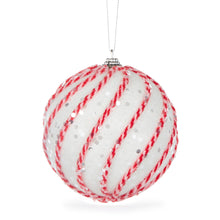 Load image into Gallery viewer, White And Red Sugar Swirl Bauble
