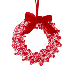 Red And White Strap Wreath Small