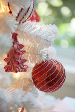 Load image into Gallery viewer, Red And White Sugar Swirl Bauble
