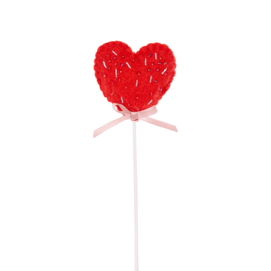 Wool Love Heart Pick Red