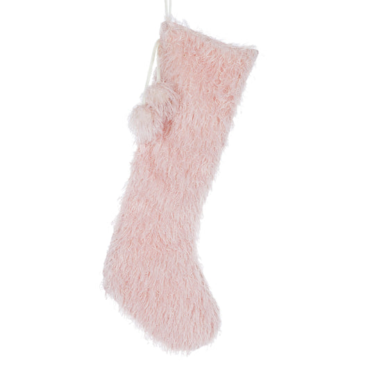 Blush Christmas Stocking With Fur