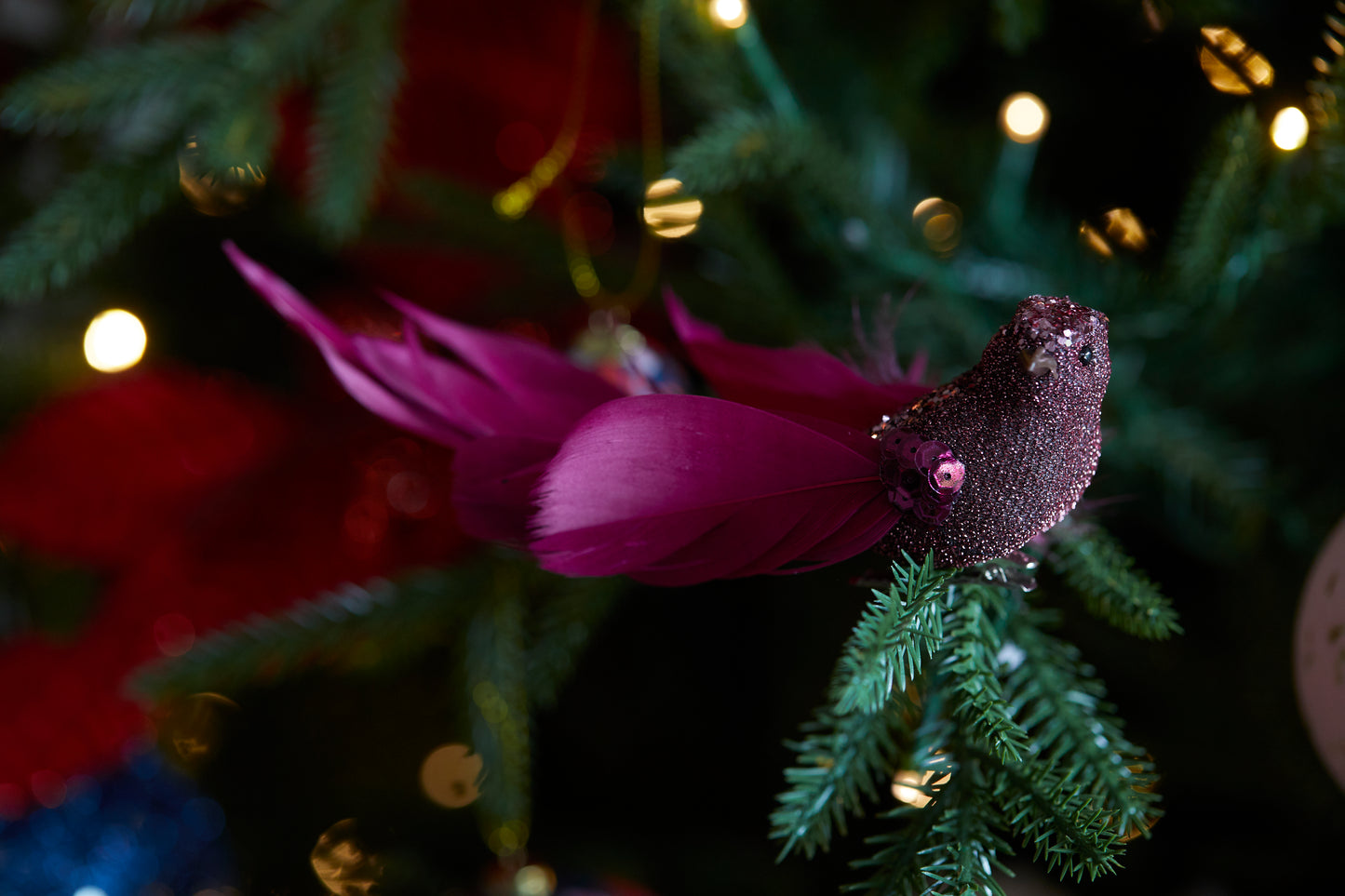 Magenta Feather Clip Bird