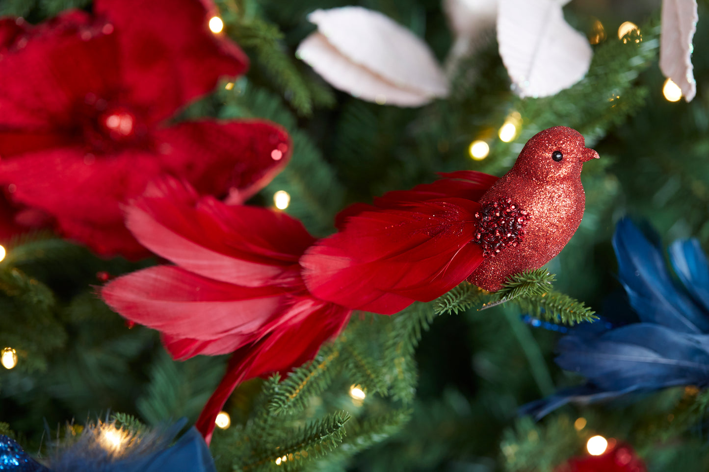 Red Flower Clip Bird Large