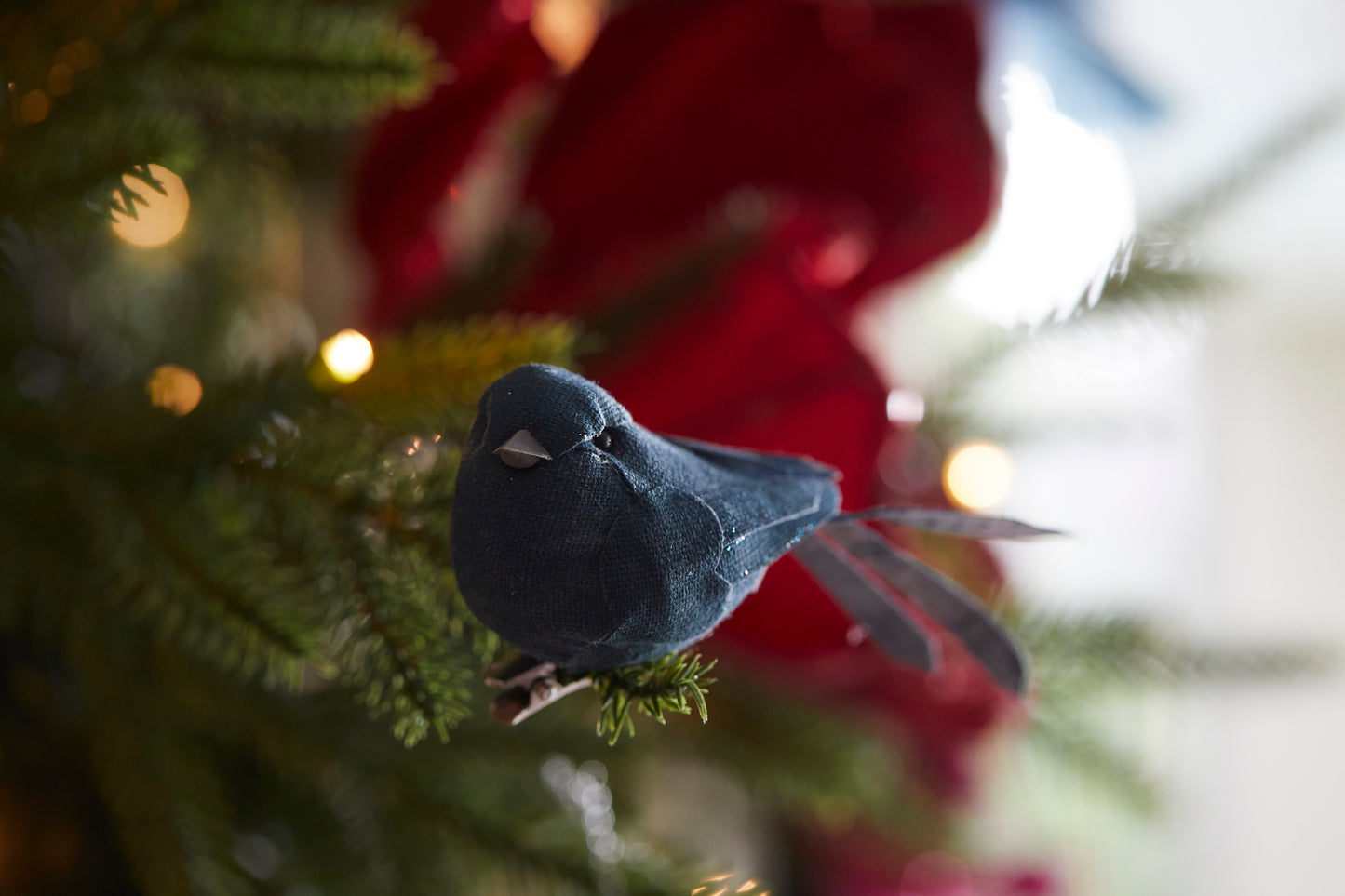 Navy Linen Clip Bird