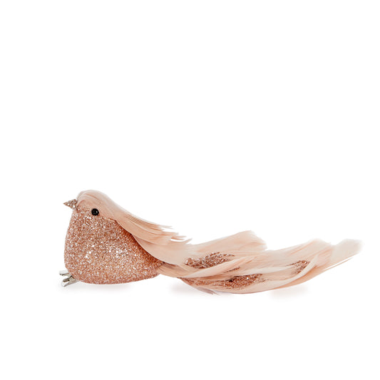 Peach Feather Clip Bird