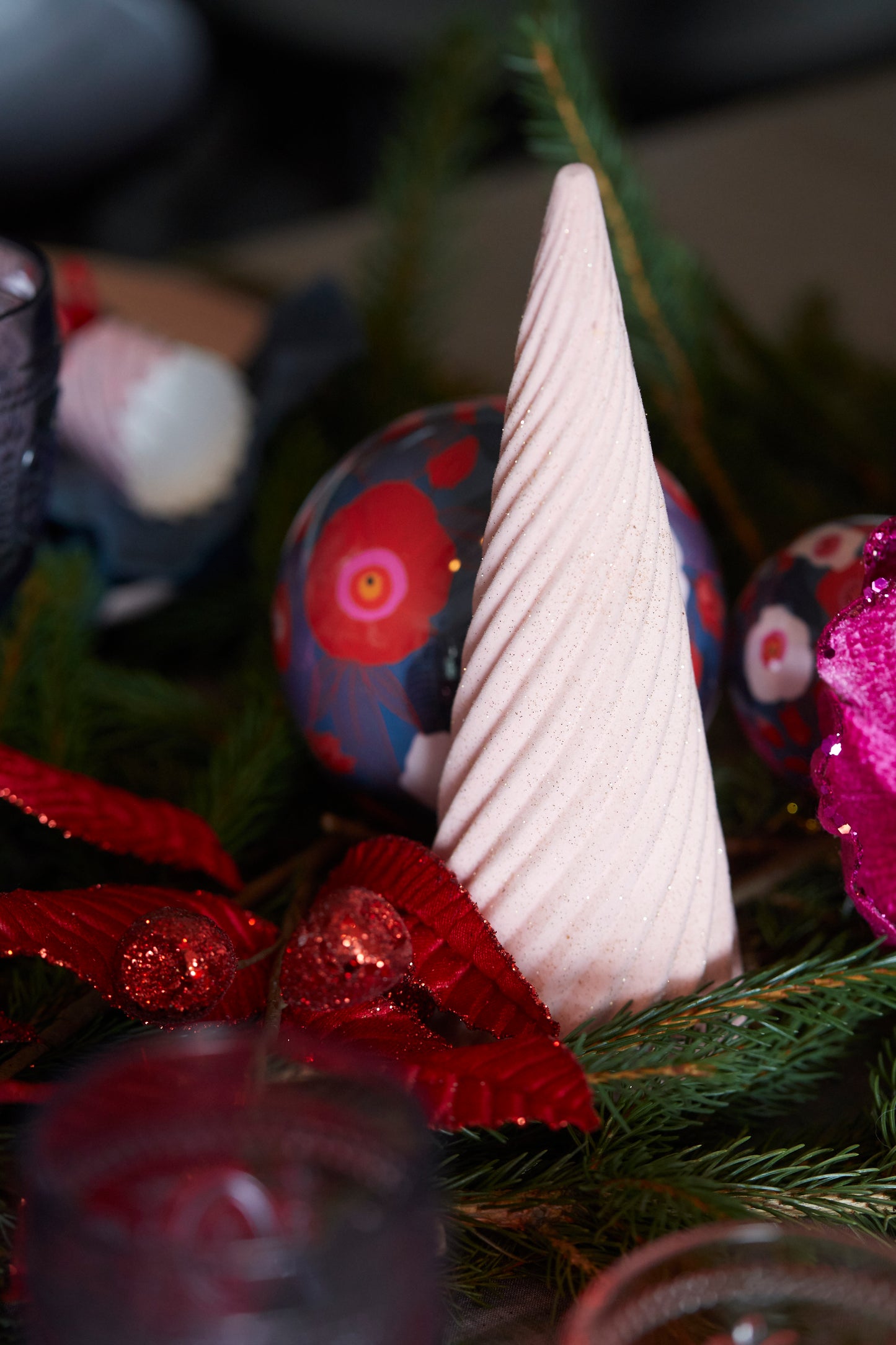 Pink Velvet Swirl Table Top Tree