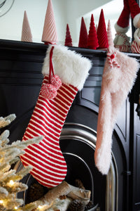 Blush Christmas Stocking With Fur
