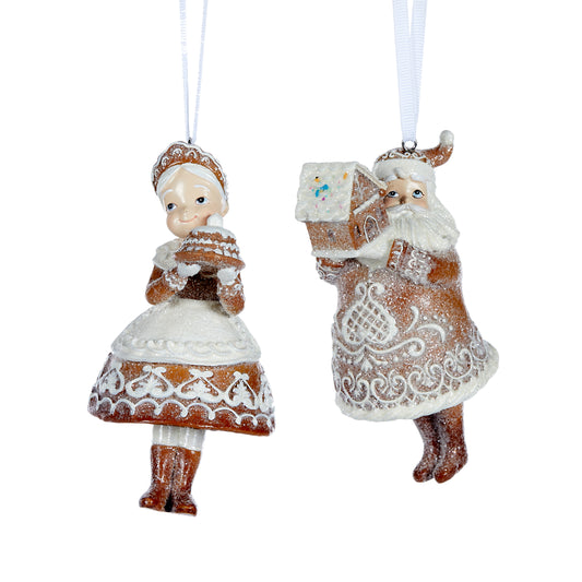 Set/2 Mr And Mrs Claus Hanging Gingerbread