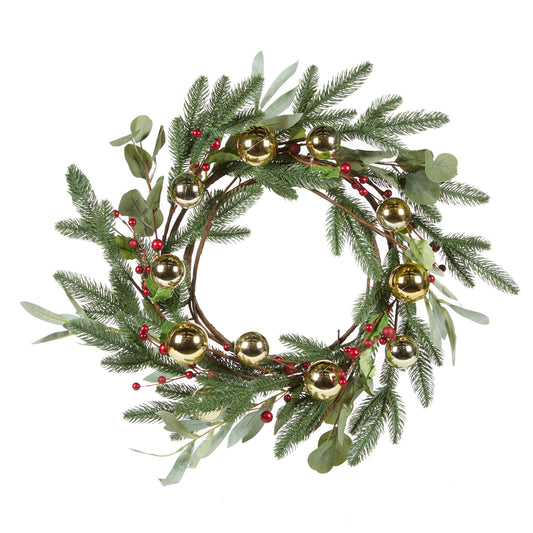 Led Red And Gold Bauble Wreath