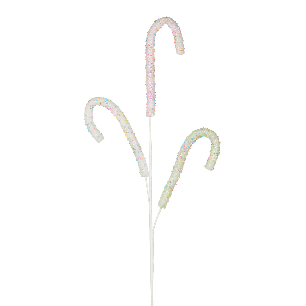 3 Pink Green Candy Canes