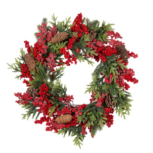 Luxe Red Berry And Pinecone Wreath