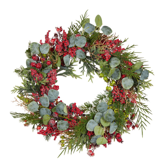 Snowy Eucalypt And Berry Wreath