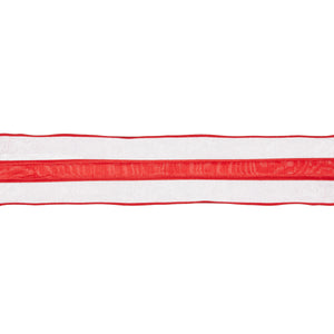 White Velvet Red Stripe Ribbon