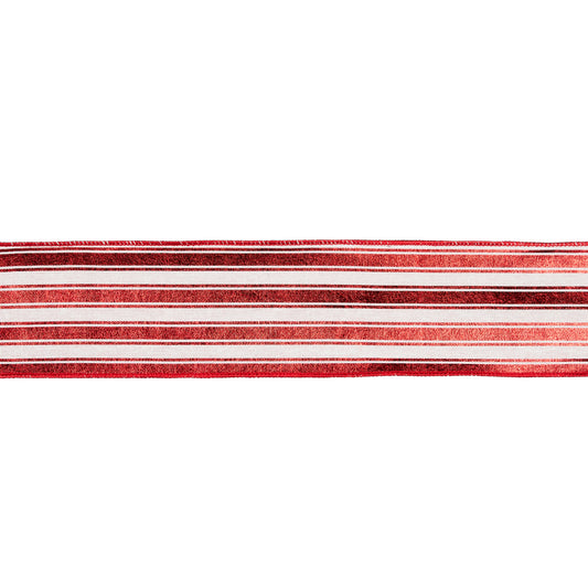 Red White Metalic Stripe Ribbo