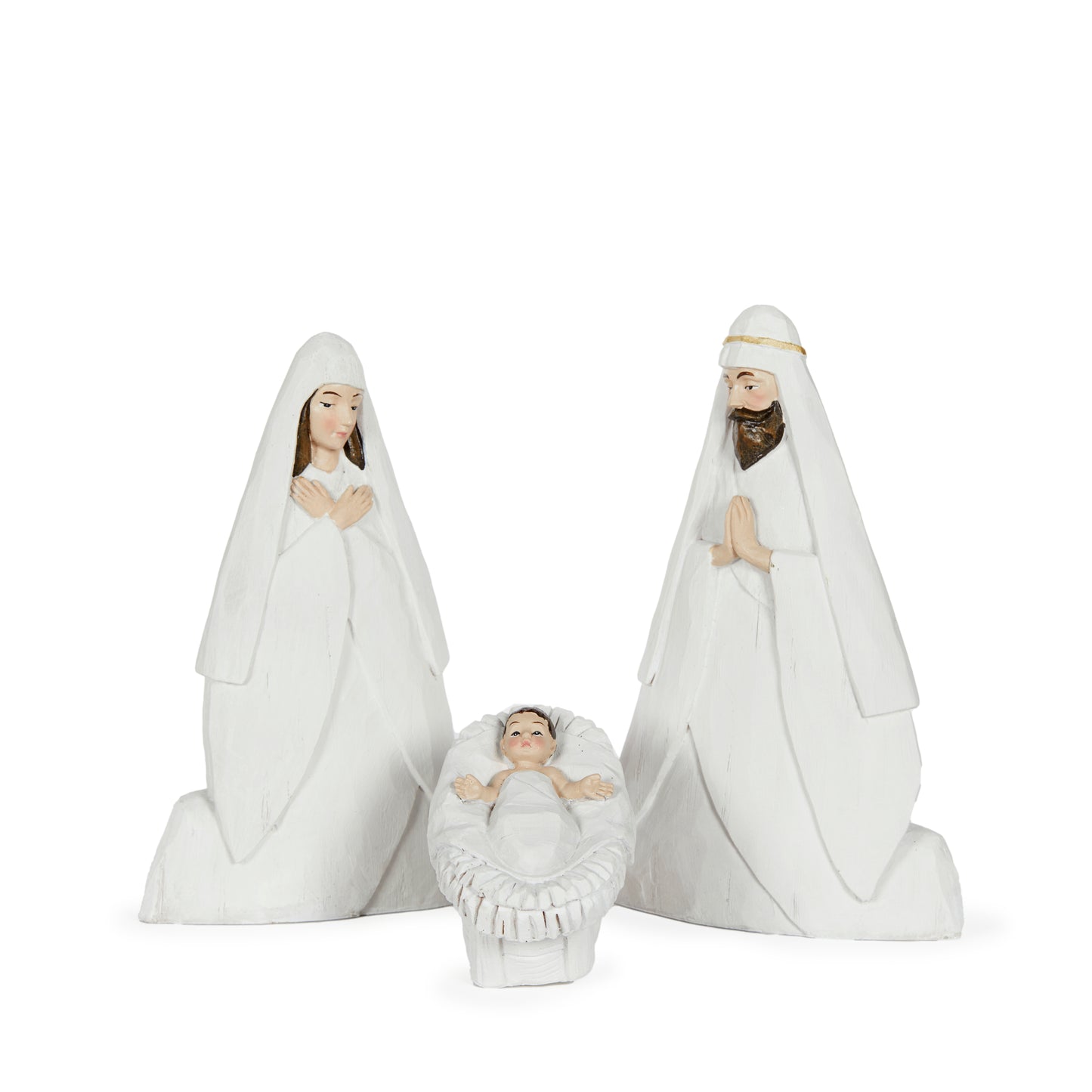 3 Piece White & Gold Modern Nativity