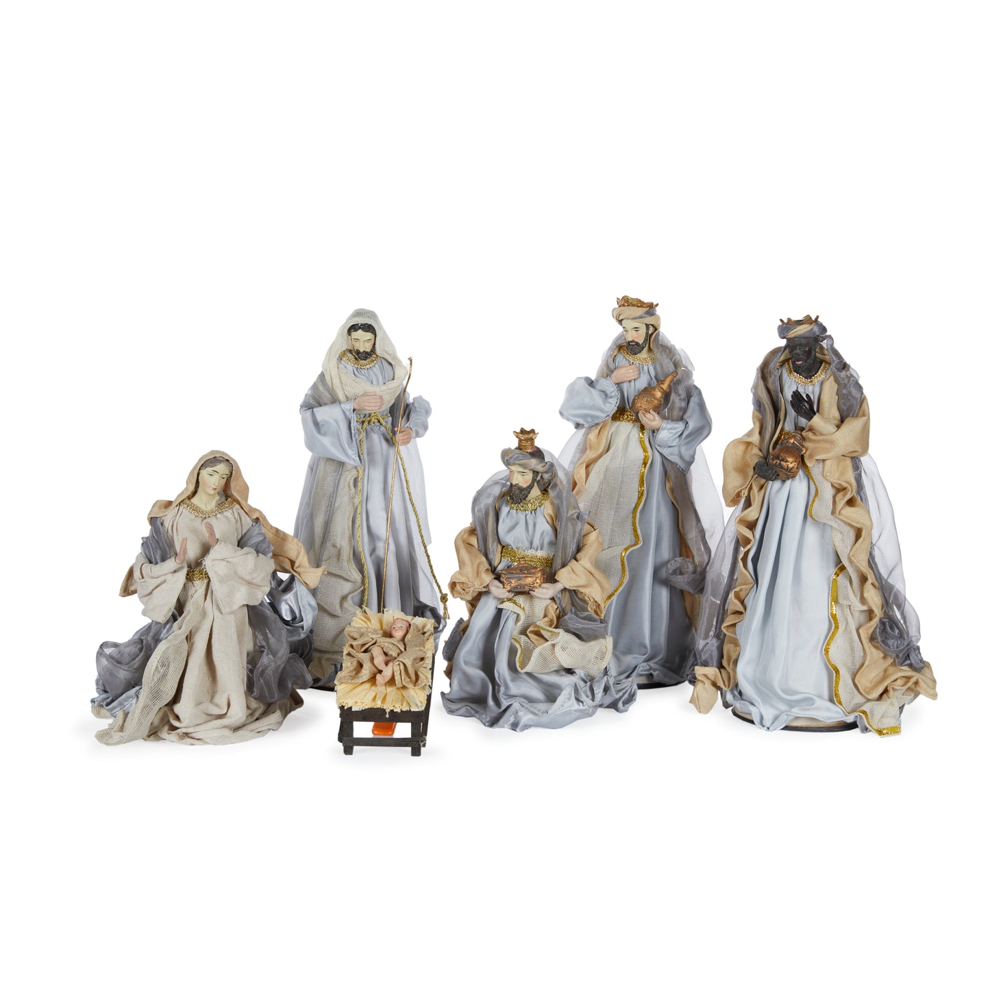 6 Piece Eloquent Fabric Nativity Blue