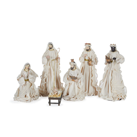 6 Piece Eloquent Fabric Nativity Natural