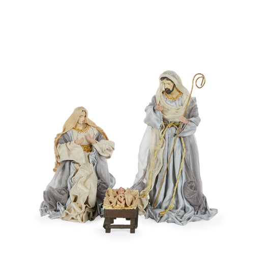 3 Piece Eloquent Fabric Nativity Blue