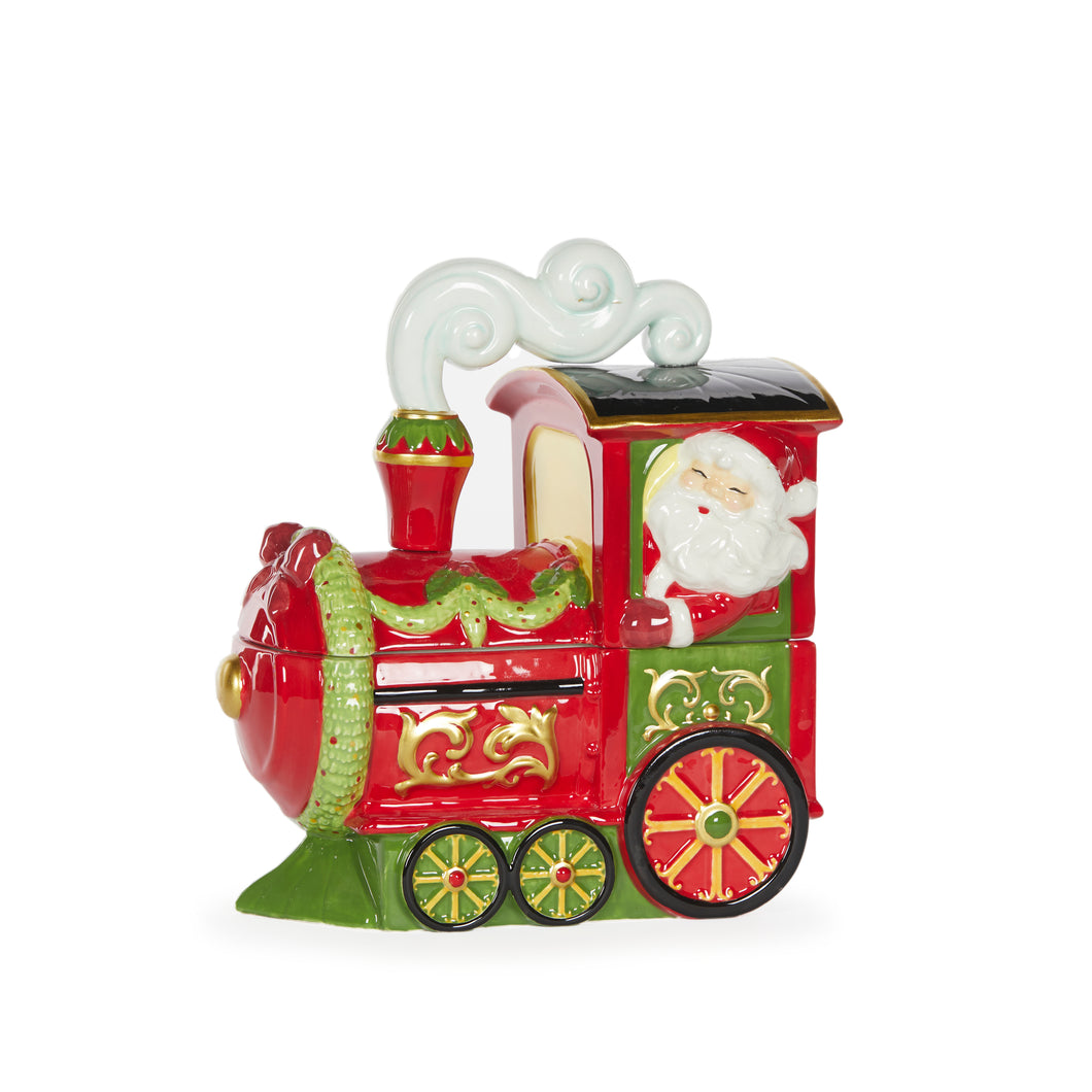 Ceramic Christmas Train Co0Kie Jar