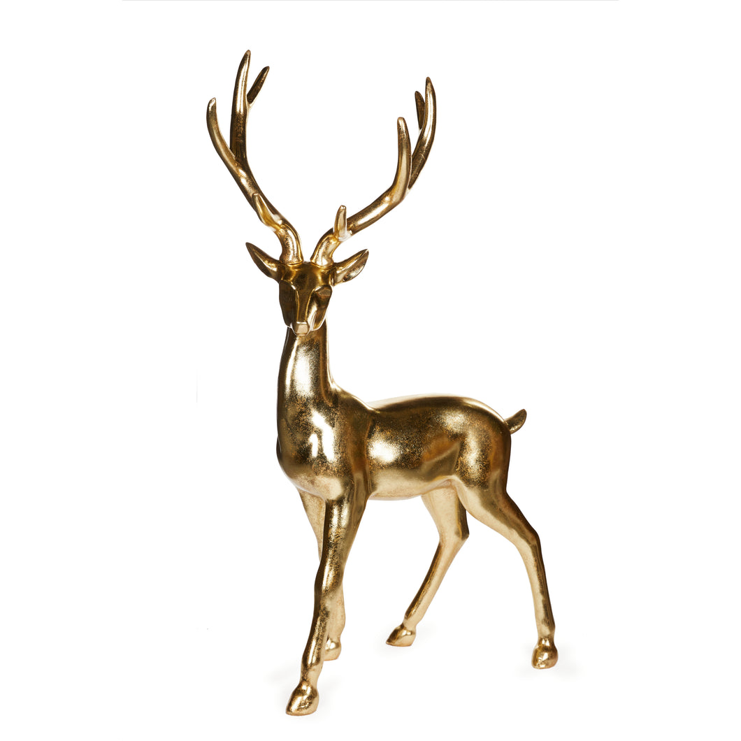 Golden Standing Deer With Wreath