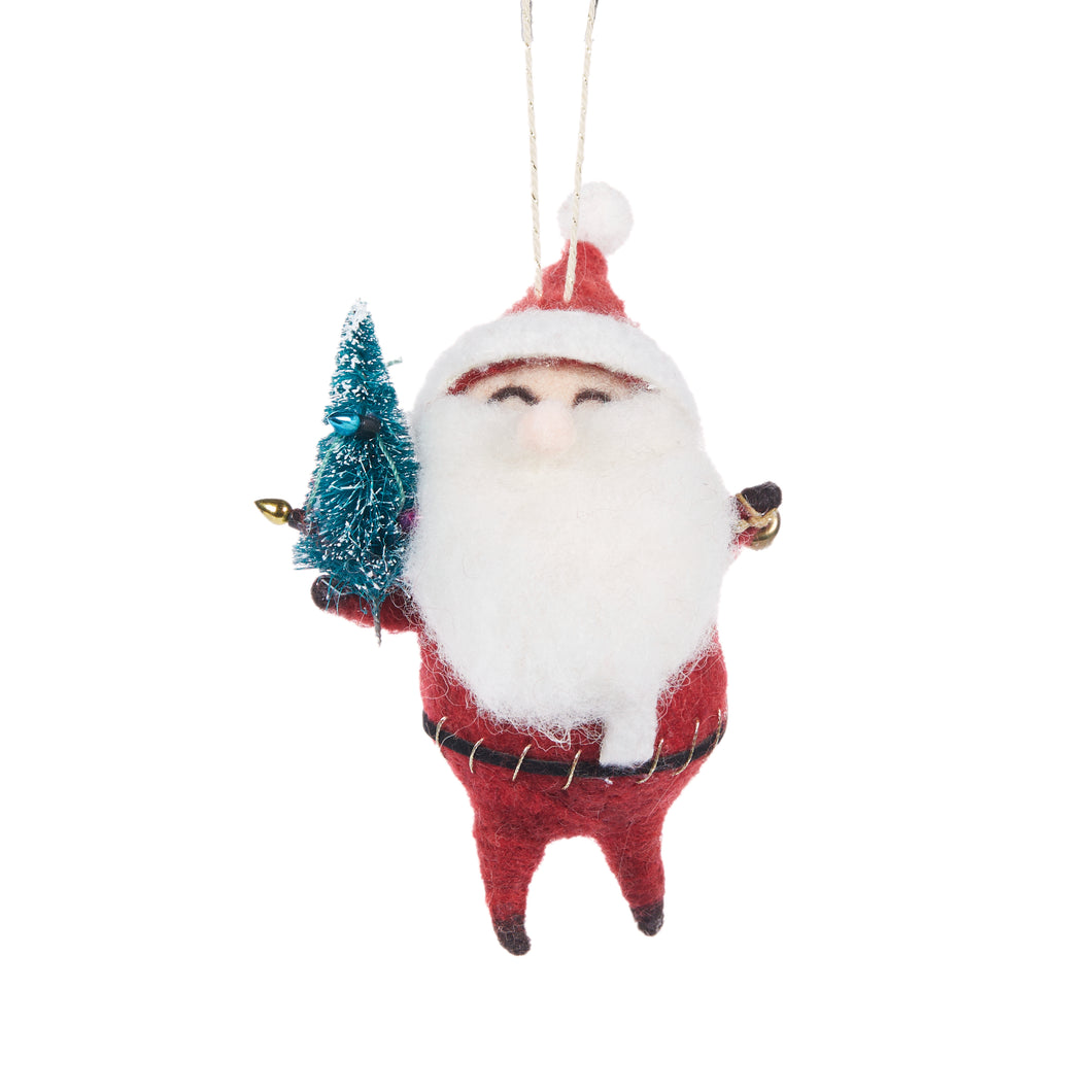 Wool Santa With Christmas Tree