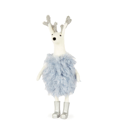 Snowy Blue Reindeer In Gumboots