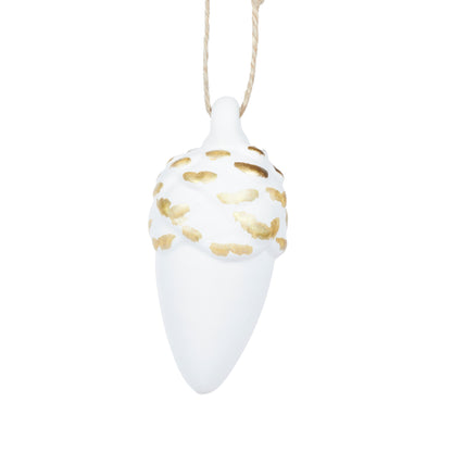 Gold Leaf Porcelain Acorn Long Hanging