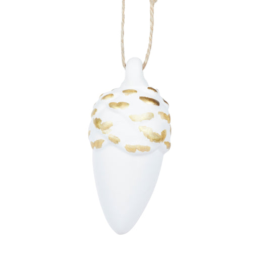 Gold Leaf Porcelain Acorn Long Hanging