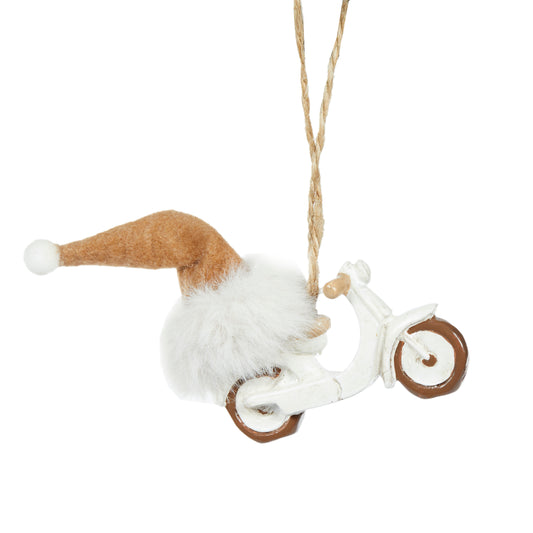 Resin Scooter With Santa Hat Hanging