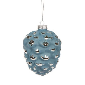 Snowy Blue Pinecone Bauble