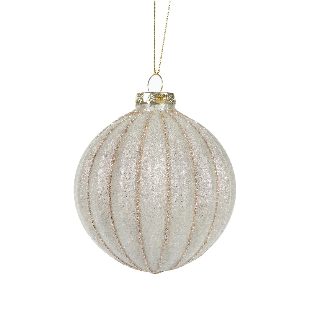 Smokey Champagne Ribbed Bauble